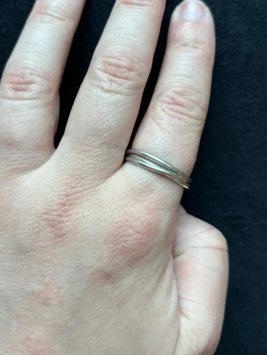 Sterling Silver Size 9 Triple Band Interlocked Fidget Rolling Ring - Picture 3 of 8